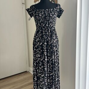 Boho floral print maxi dress